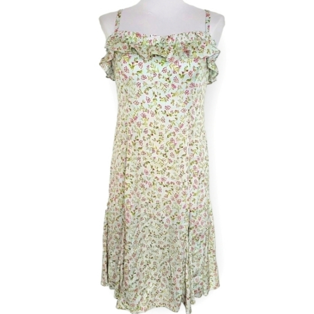 NWT,  J. Crew Ruffle Stretch Silk Floral sleevless dress spaghetti strap sz 16